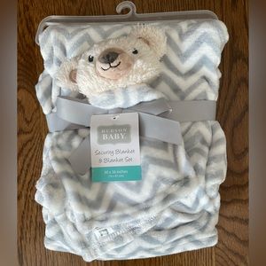 New Hudson Baby Gray Chevron Fleece Blanket & Lovey